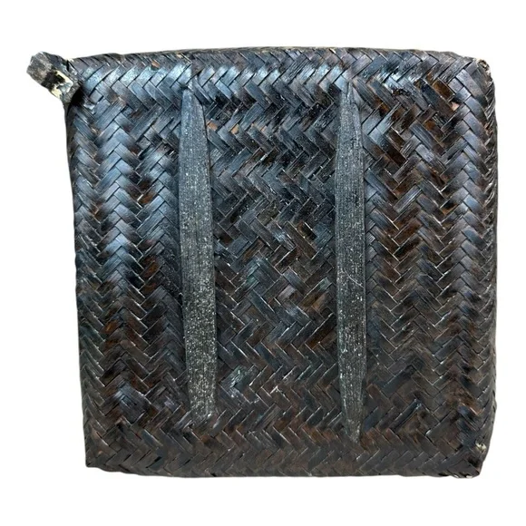 Japanese Antique Braided Bamboo Work Woven Basket Flower vase IKEBANA